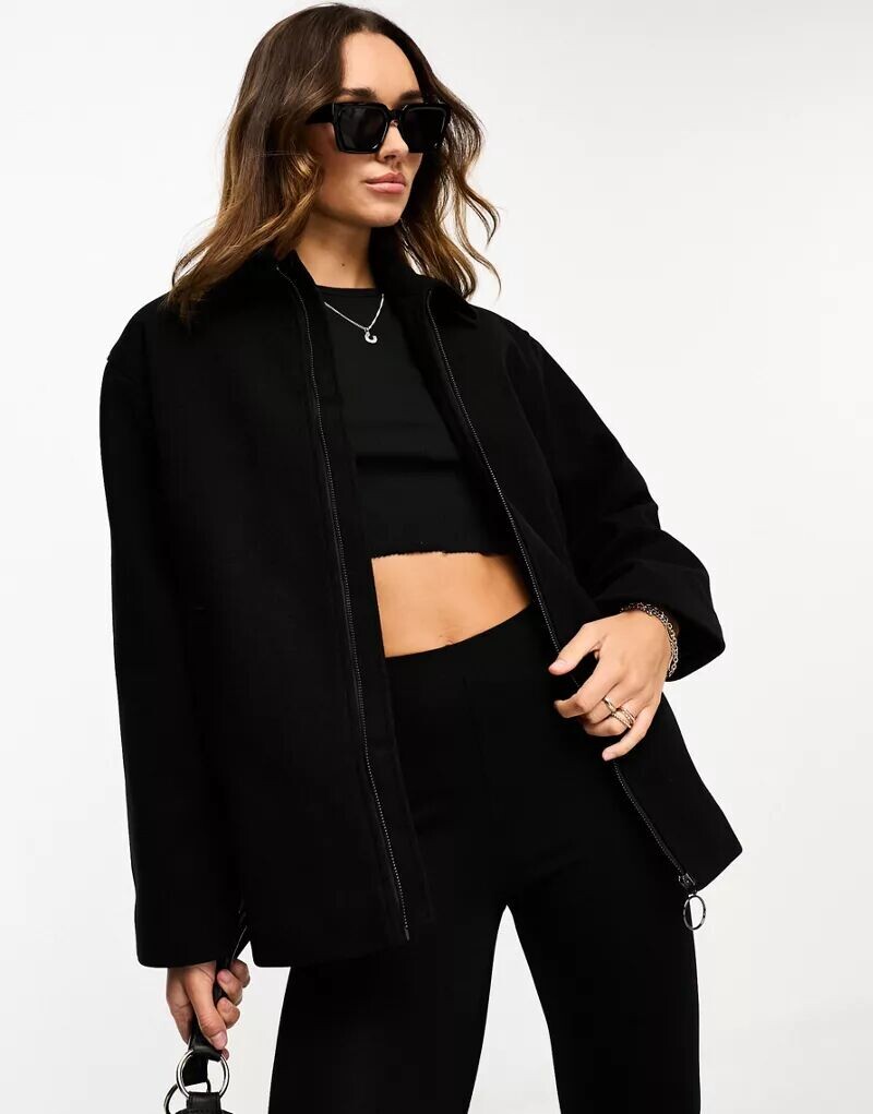 

Черная стеганая куртка Харрингтон ASOS