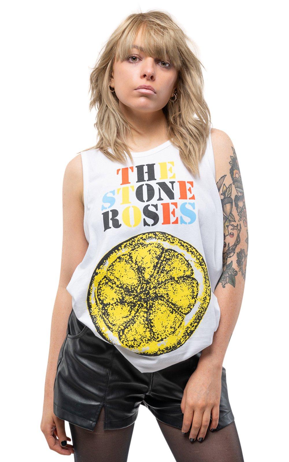 Лимонный Разноцветный Топ Жилет Stone Roses, белый