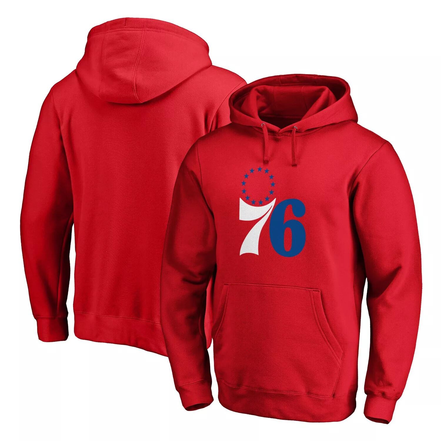 

Мужской красный пуловер с капюшоном и логотипом Philadelphia 76ers Primary Team Fanatics