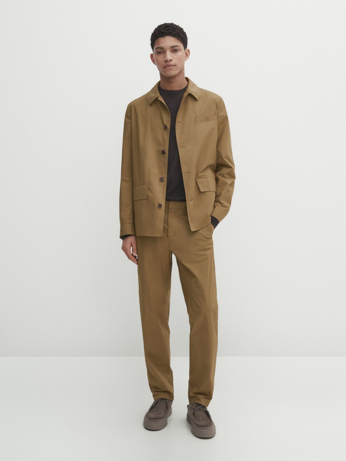 

Брюки из 100% хлопкового поплина Massimo Dutti, бежевый