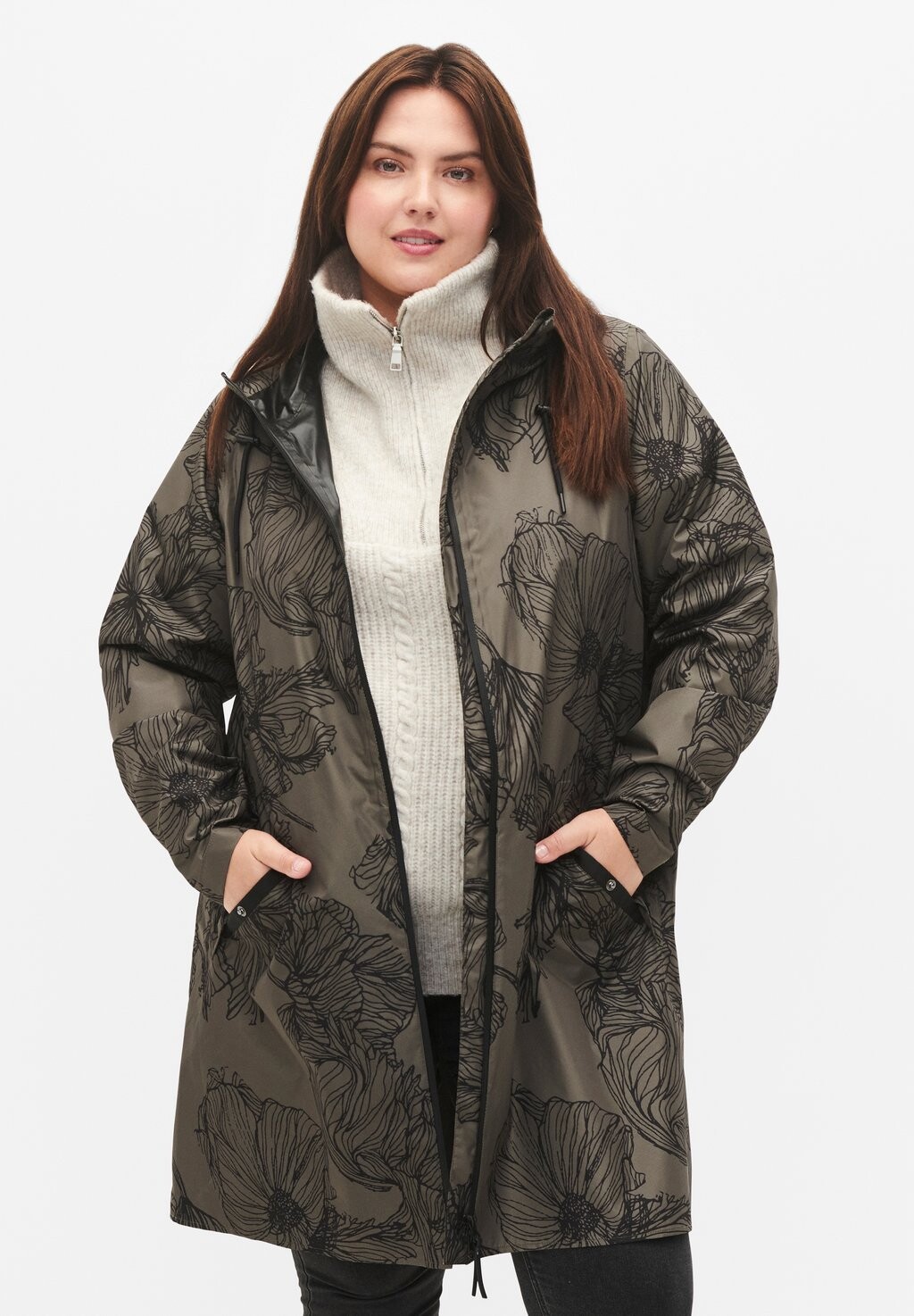 

Парка Zizzi MIT DRUCK, цвет dusty olive