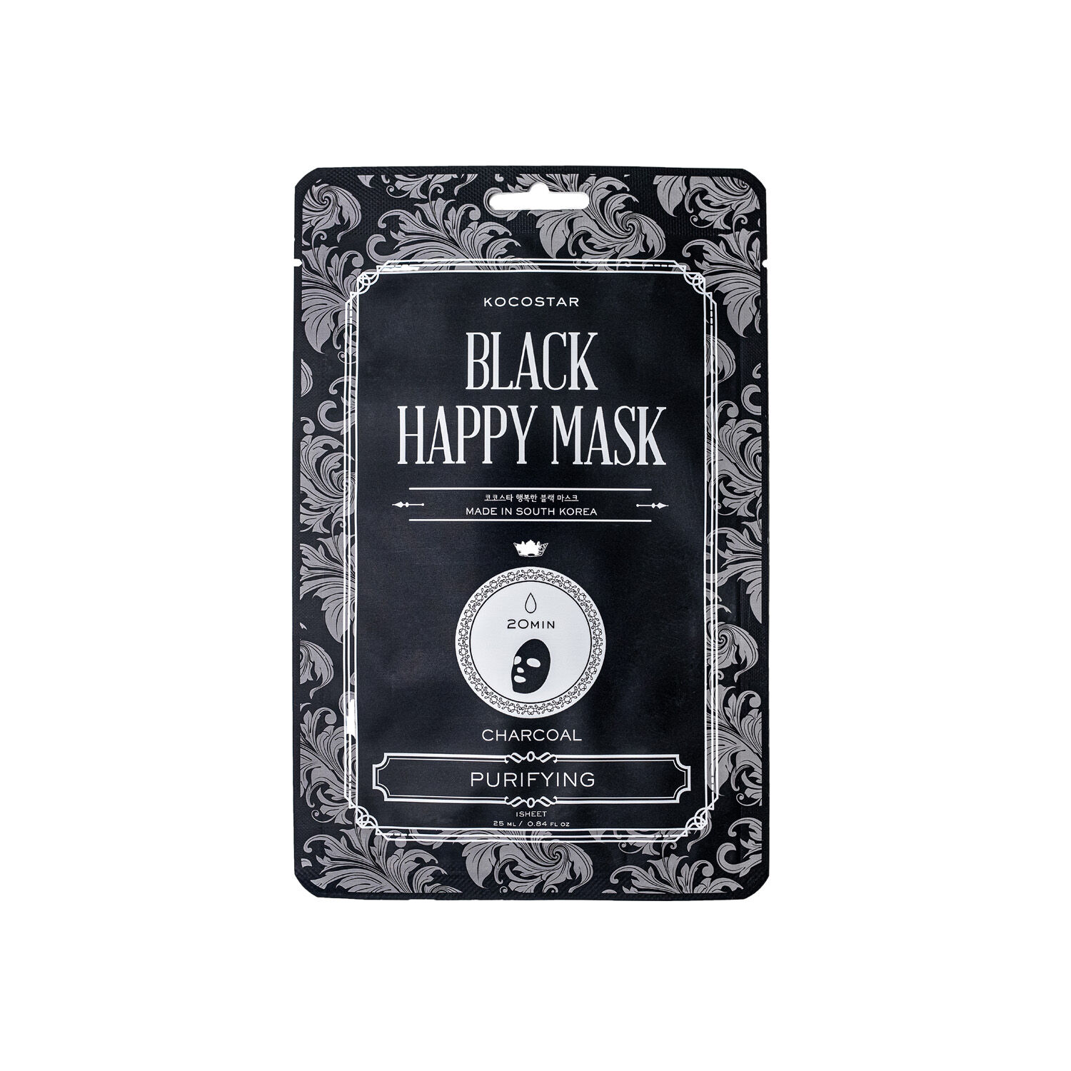 Маска для лица Kocostar Black Happy Mask, 25 мл очищающая тканевая маска с бамбуковым углем cettua