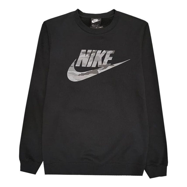 толстовка nike front logo sweatshirt black черный Толстовка Nike camouflage front logo long sleeves sweatshirt 'Black', черный