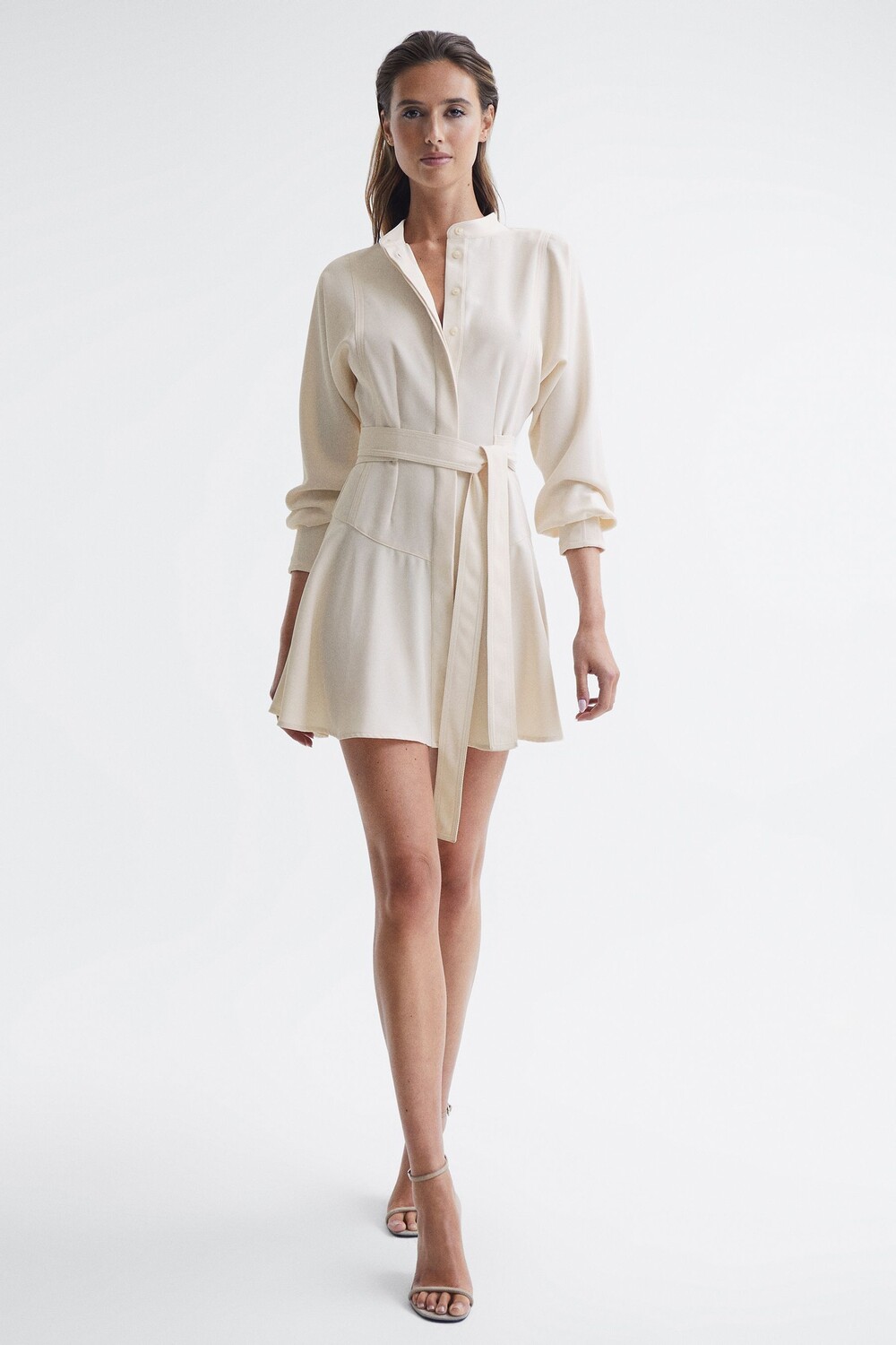 

Мини-платье Leia на пуговицах и поясе Reiss, бежевый