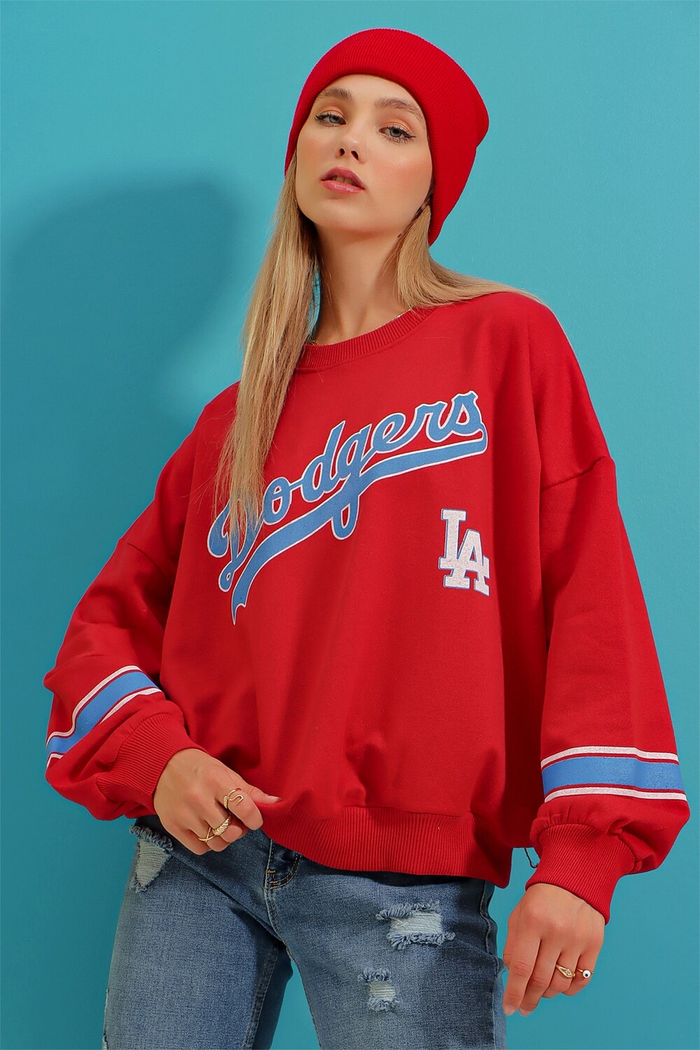 

Толстовка - Красный - Oversize Trend Alaçatı Stili, красный
