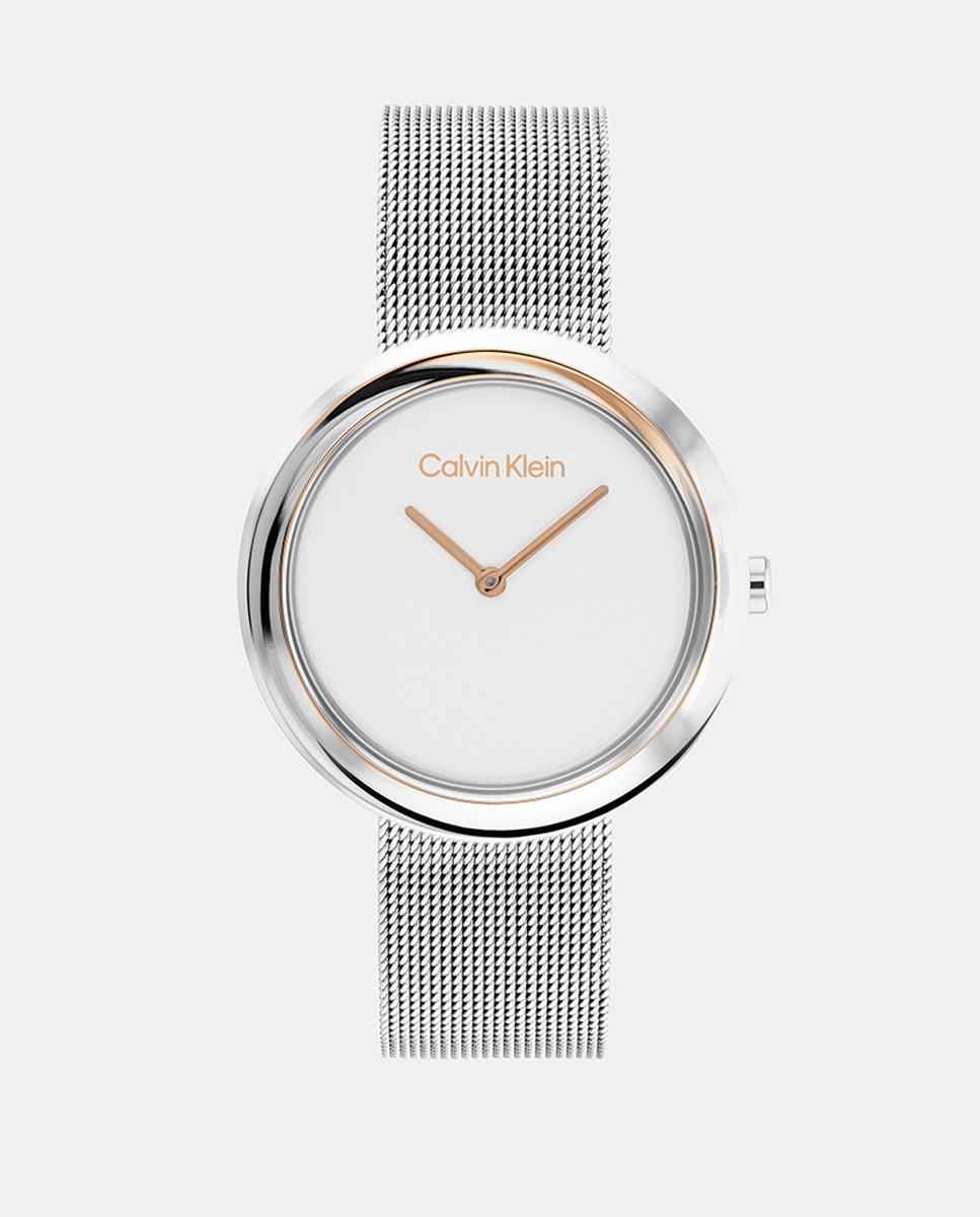 Женские часы Twisted Bezel 25200011 Steel Mesh Calvin Klein, серебро браслет с амазонитом и белым агатом