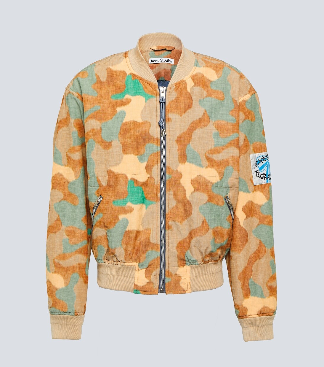 

Камуфляжный бомбер из смесового хлопка Acne Studios, зеленый