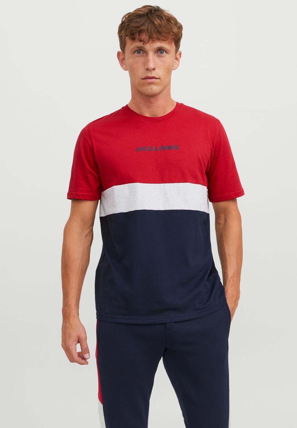 

Футболка с принтом JJEREID BLOCKING NOOS Jack & Jones, танго красный