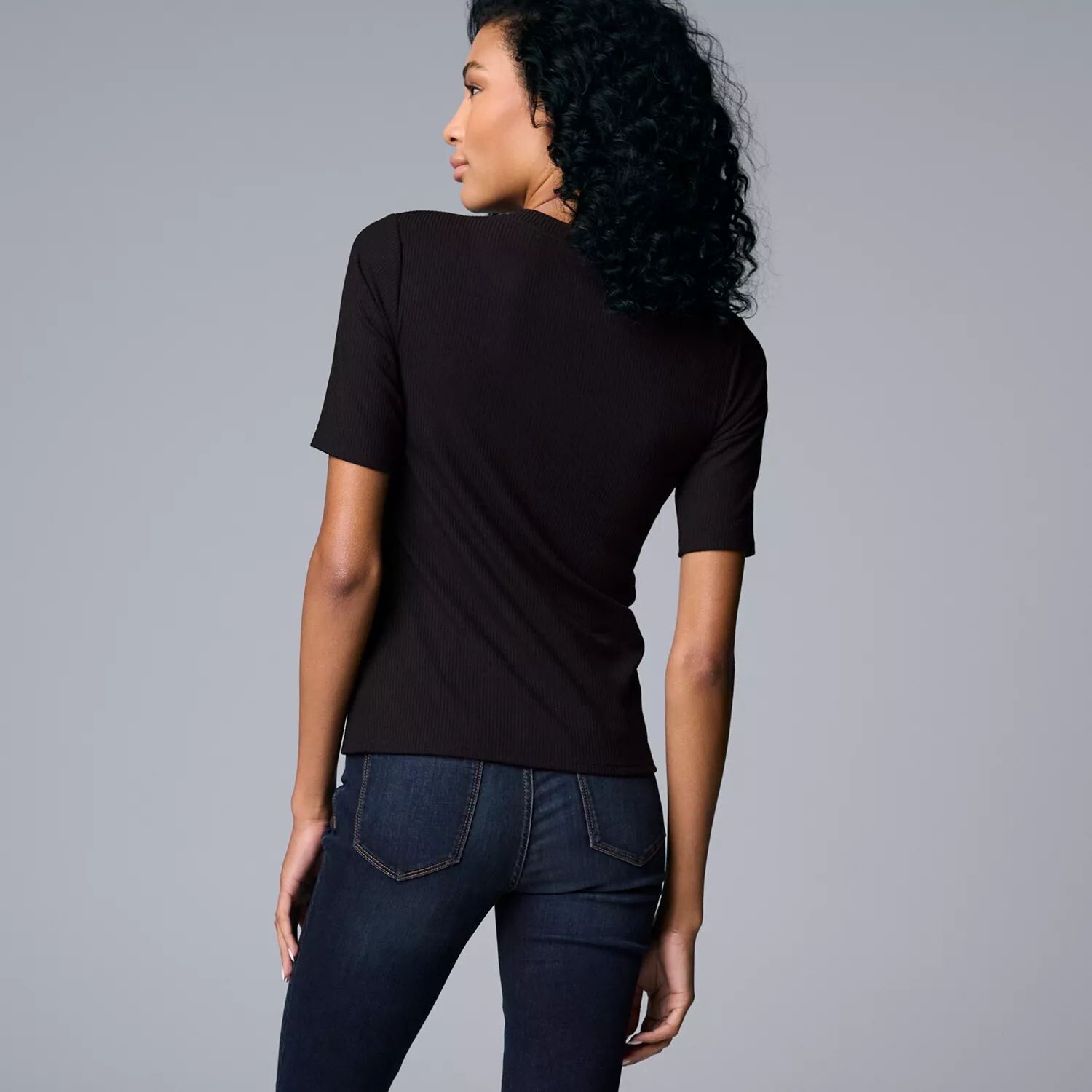 

Женская футболка Simply Vera Vera Wang в рубчик с рукавами до локтя Simply Vera Vera Wang