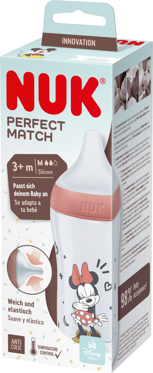 цена Детская бутылочка Perfect Match Минни красная с 3 месяцев 260 мл 1 шт. NUK