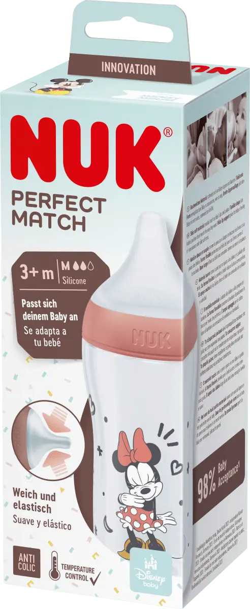 цена Детская бутылочка Perfect Match Минни красная с 3 месяцев 260 мл 1 шт. NUK