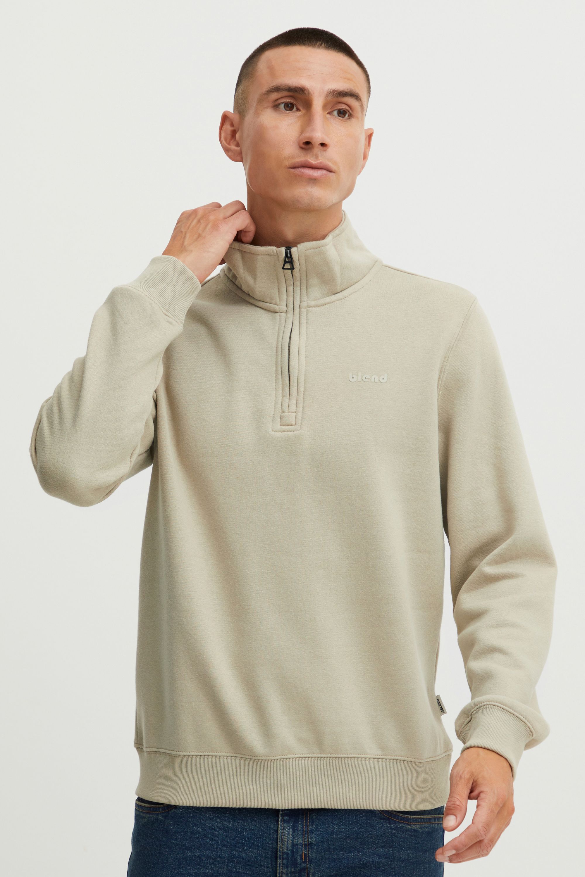Пуловер BLEND Troyer Halfzip sweatshirt 20714493, натуральный