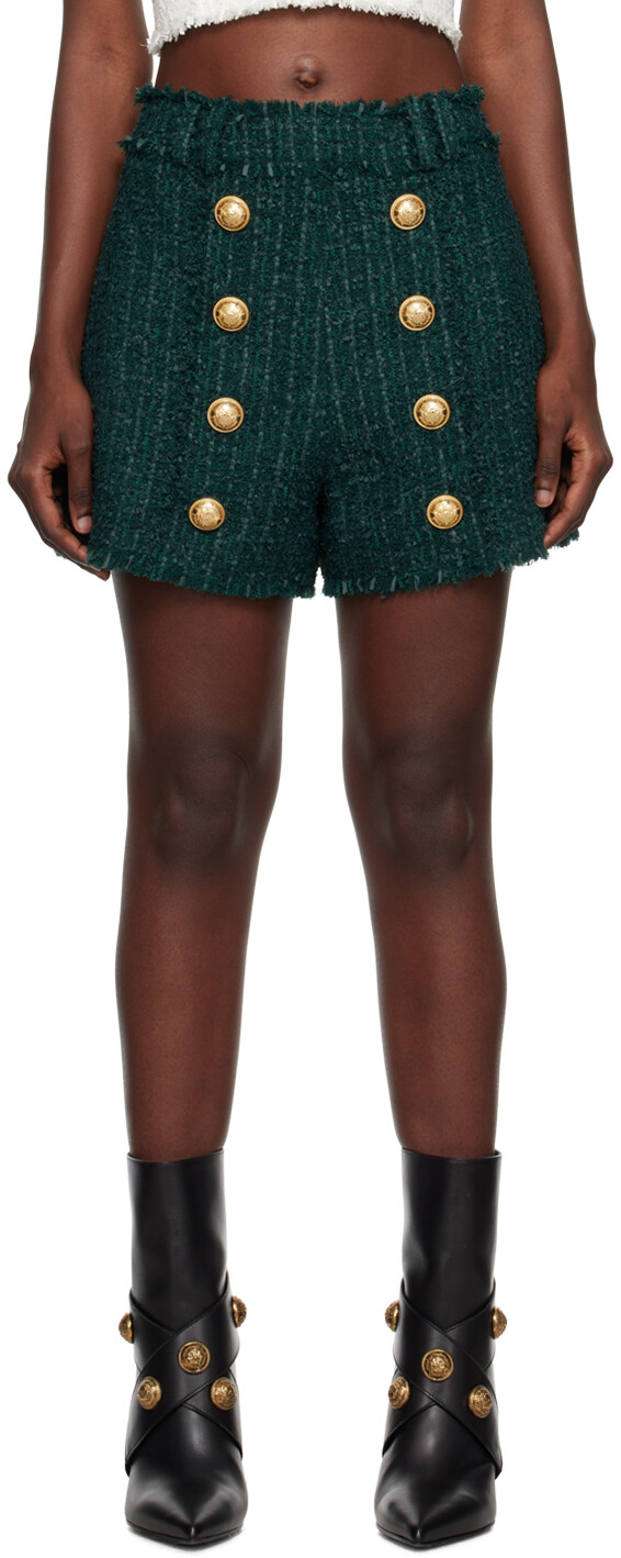 

Зеленые шорты с бахромой Balmain