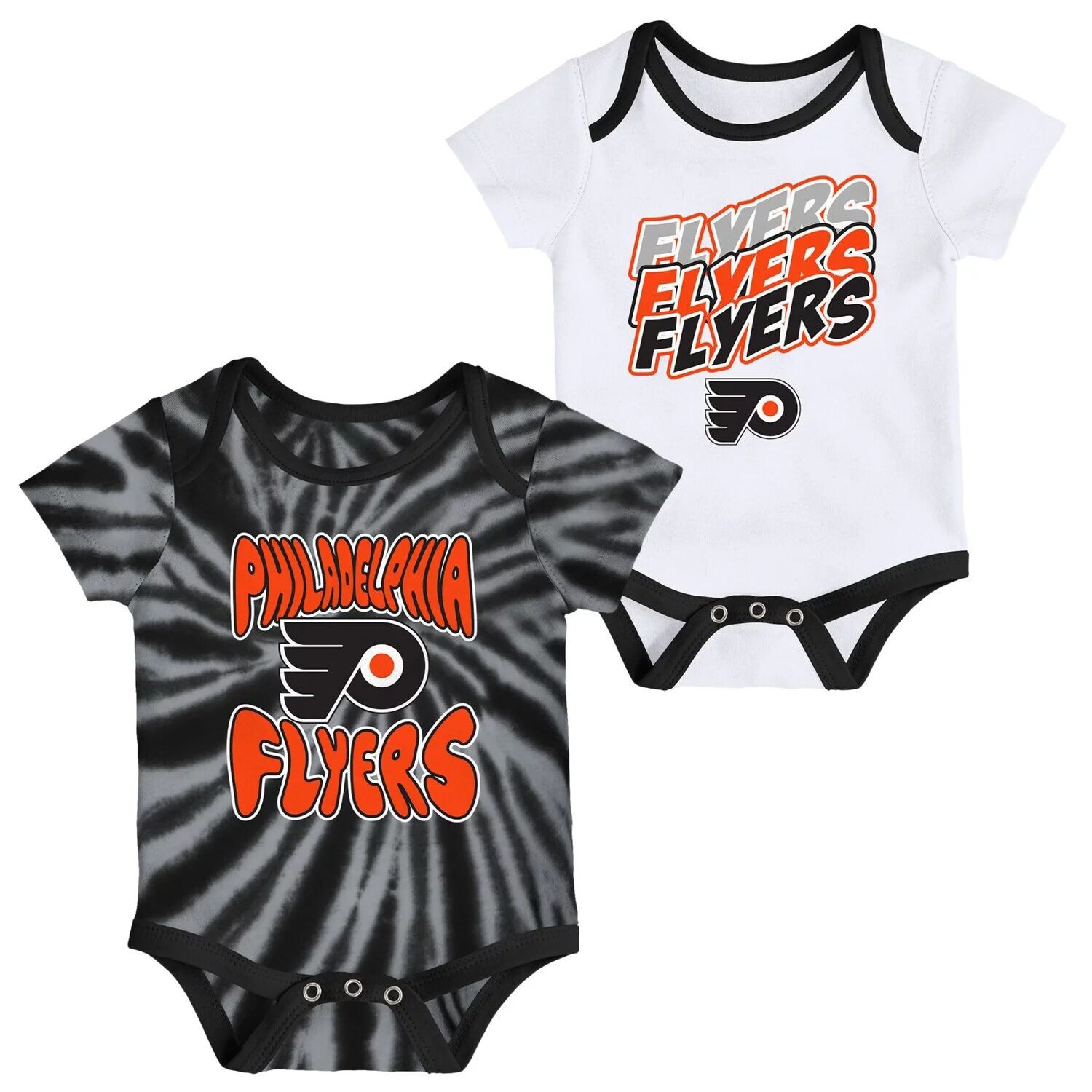 

Черный/белый комплект боди для новорожденных Philadelphia Flyers Monterey Tie-Dye из двух комплектов Outerstuff