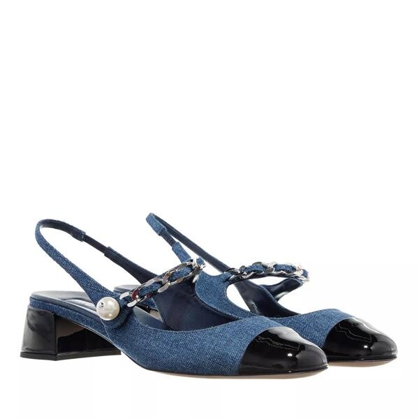 

Лоферы slingback pumps in patent leather denim and Miu Miu, синий