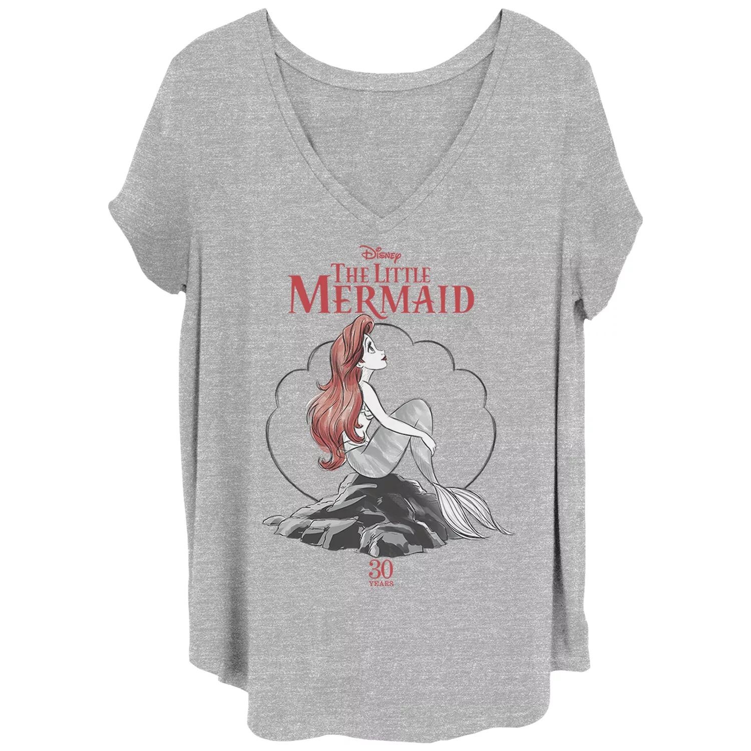 

Футболка Disney's The Little Mermaid Ariel Juniors Plus с 30-летием и V-образным вырезом с рисунком Disney