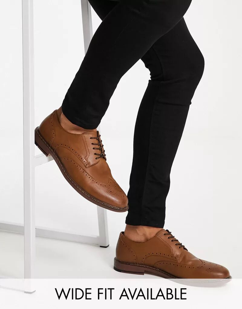Светло-коричневые туфли-броги из искусственной кожи ASOS светло коричневые шорты из искусственной кожи с ремешком system