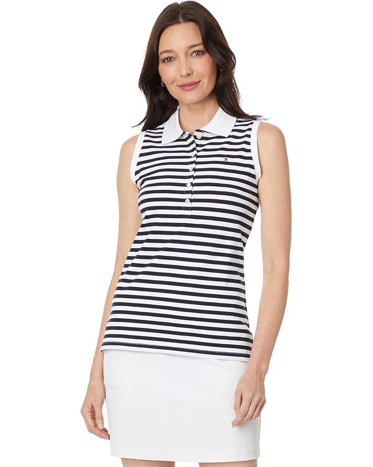 

Поло Tommy Hilfiger Sleeveless Stripe Polo, цвет Sky Captain/Bright White