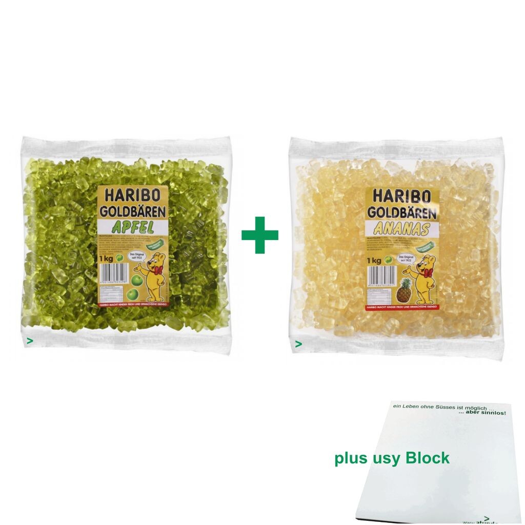 

Тестовый пакет Haribo Goldbären яблоко и ананас (по 1 кг) + блок usy