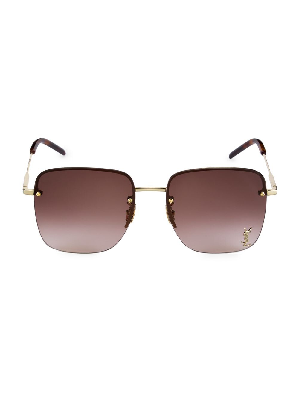 

Квадратные солнцезащитные очки с монограммой Pin 58MM Saint Laurent, золотой