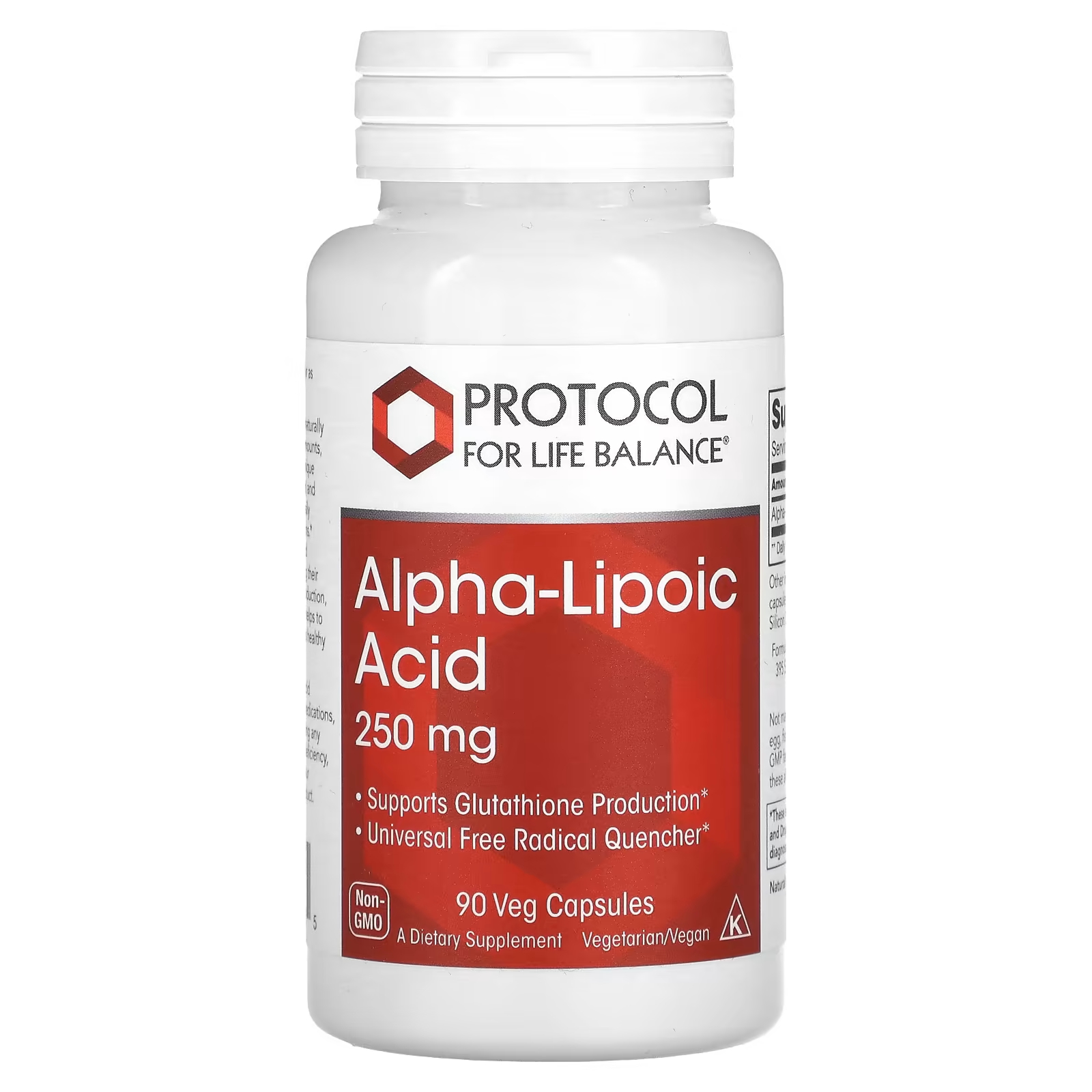 Альфа-липоевая кислота Protocol for Life Balance 250 мг, 90 растительных капсул