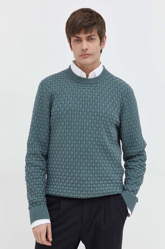 Хлопковый свитер Hugo, зеленый