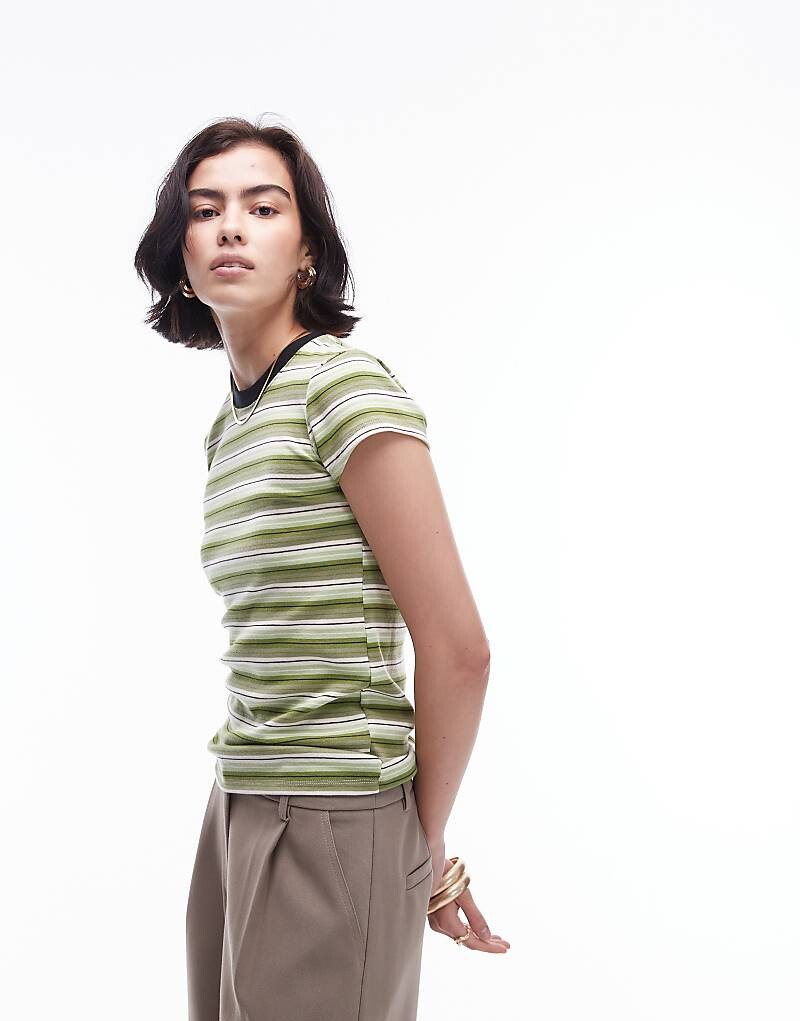 

Topshop — длинная футболка в зеленую полоску