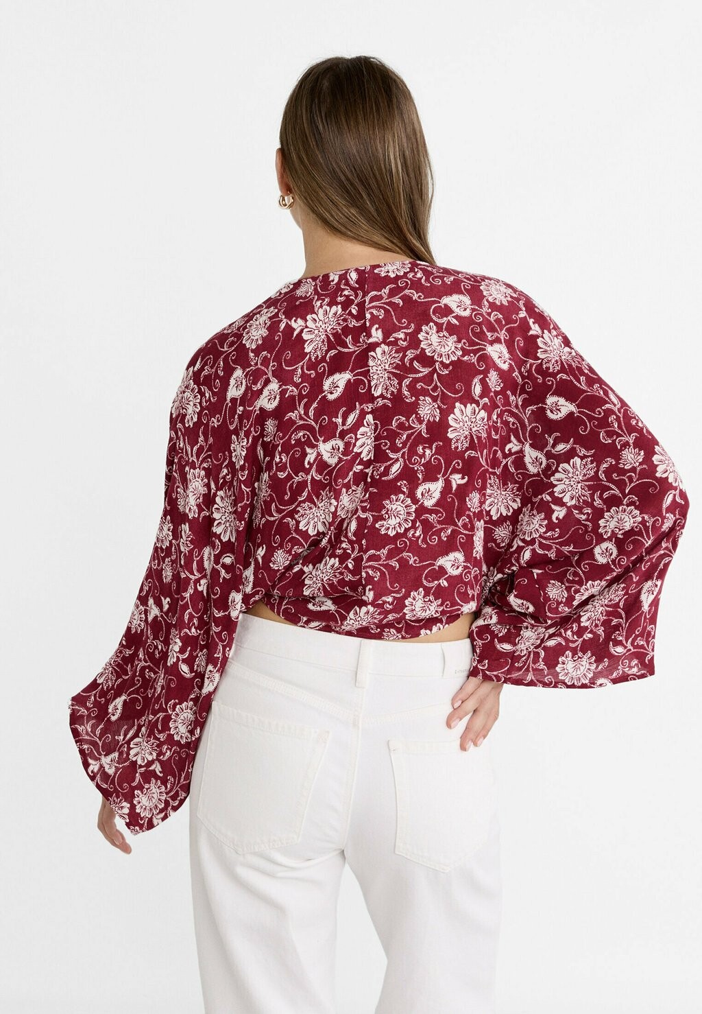 

Блуза PRINTED FLOWING WITH KNOT DETAIL Stradivarius, Бордо