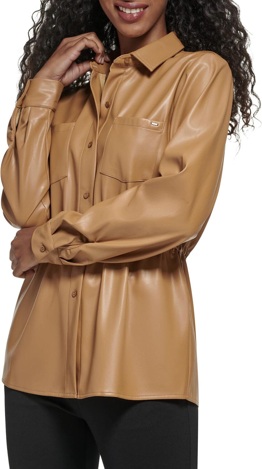 

Куртка Button Front Drawstring Jacket Calvin Klein, цвет Luggage