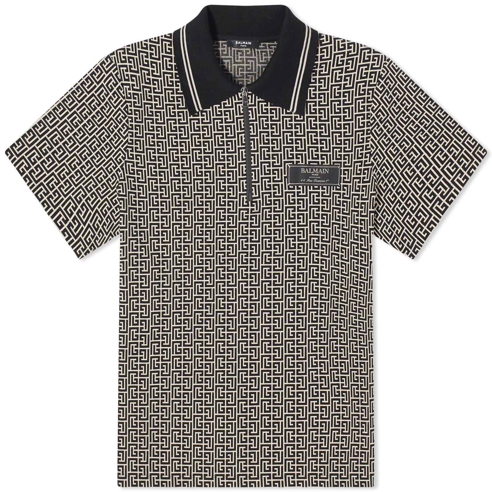 Рубашка Balmain Monogram Jacquard Polo, цвет Ivory & Black