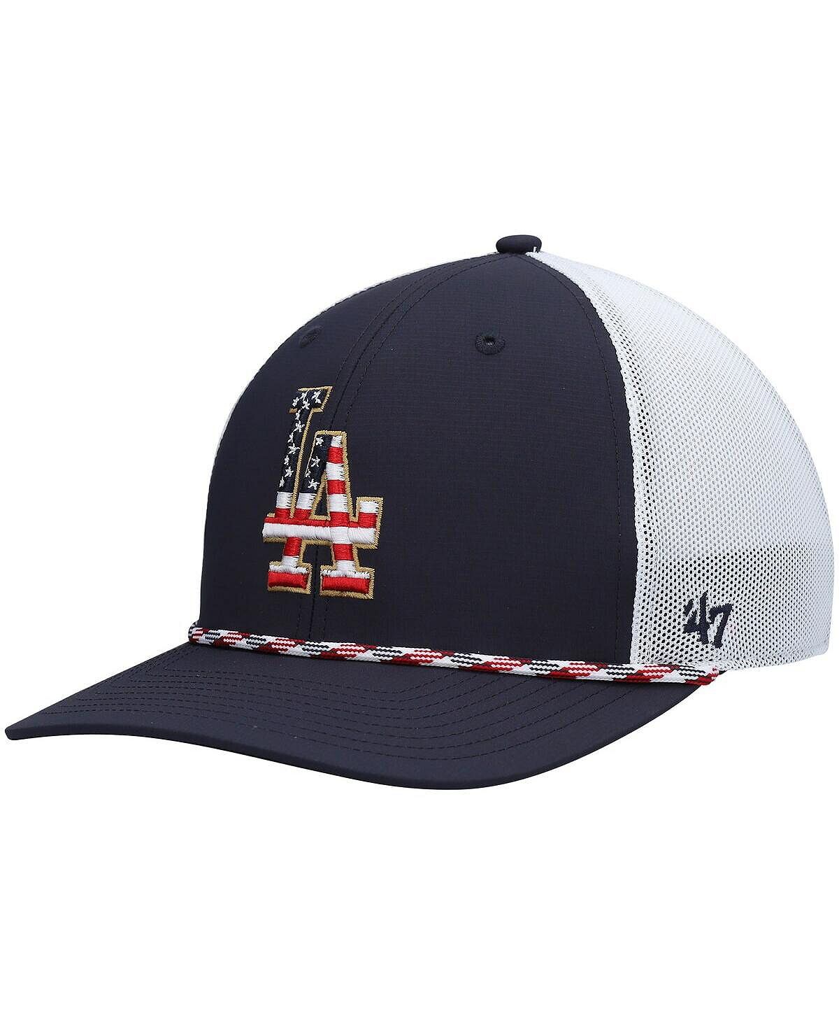 

Мужская темно-синяя, белая кепка с флагом Los Angeles Dodgers Snapback Trucker Snapback '47 Brand