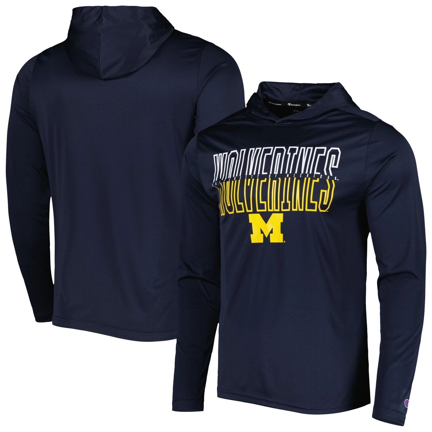 

Мужской темно-синий пуловер с капюшоном Michigan Wolverines Impact Champion