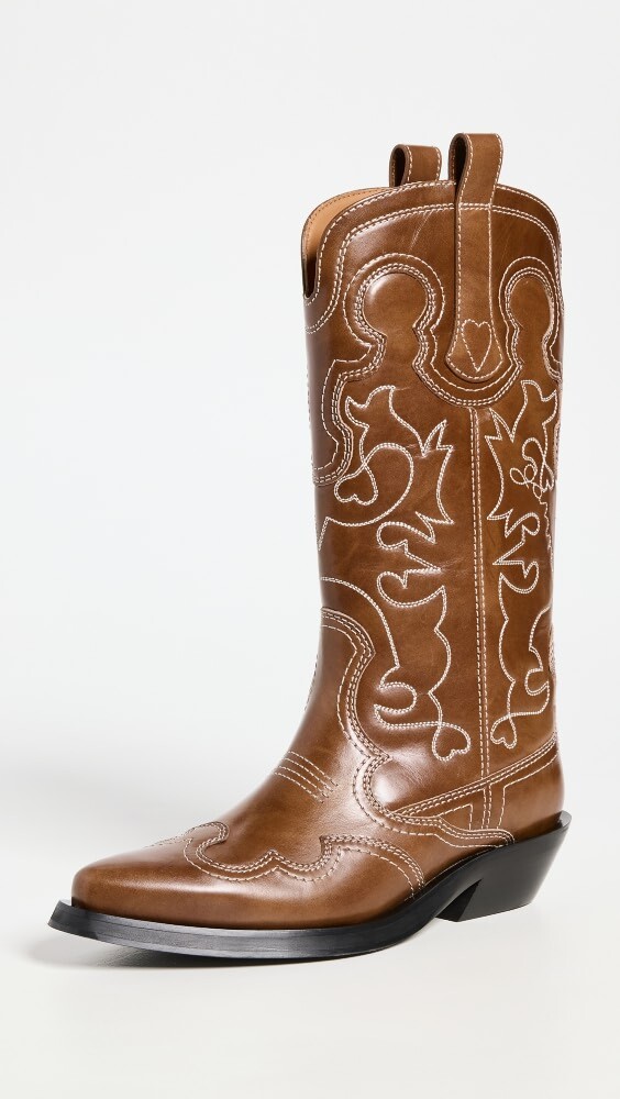 

Ботинки GANNI Mid Shaft Embroidered Western