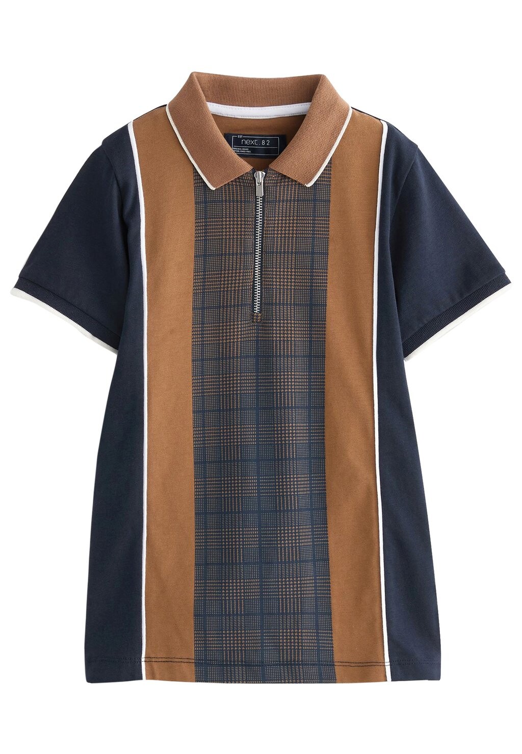 

Рубашка-поло SHORT SLEEVE 3-16YRS Next, цвет tan brown navy blue vertical stripe