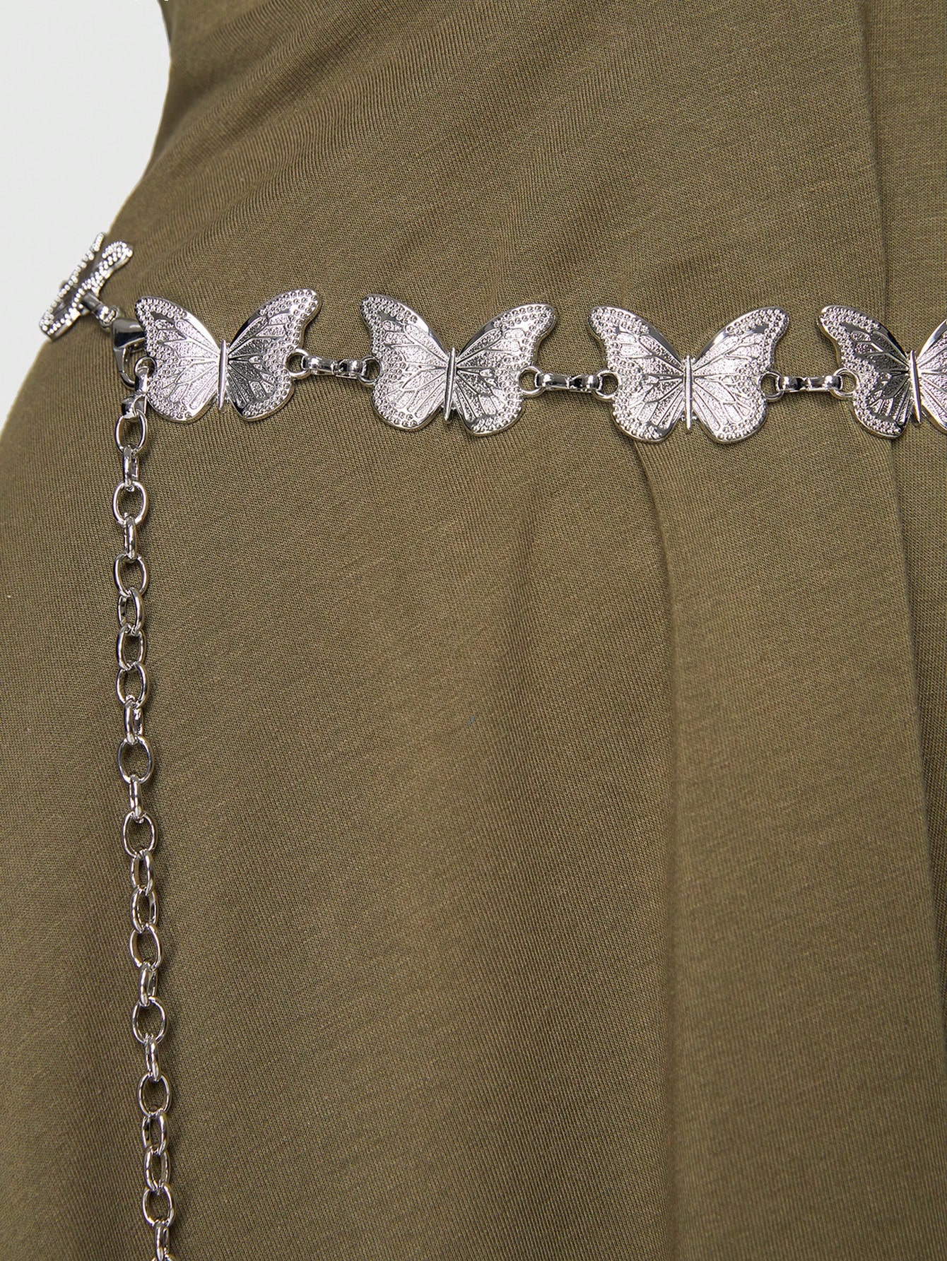 ROMWE Fairycore 1шт женский пояс-цепочка с декором в виде бабочки, черный