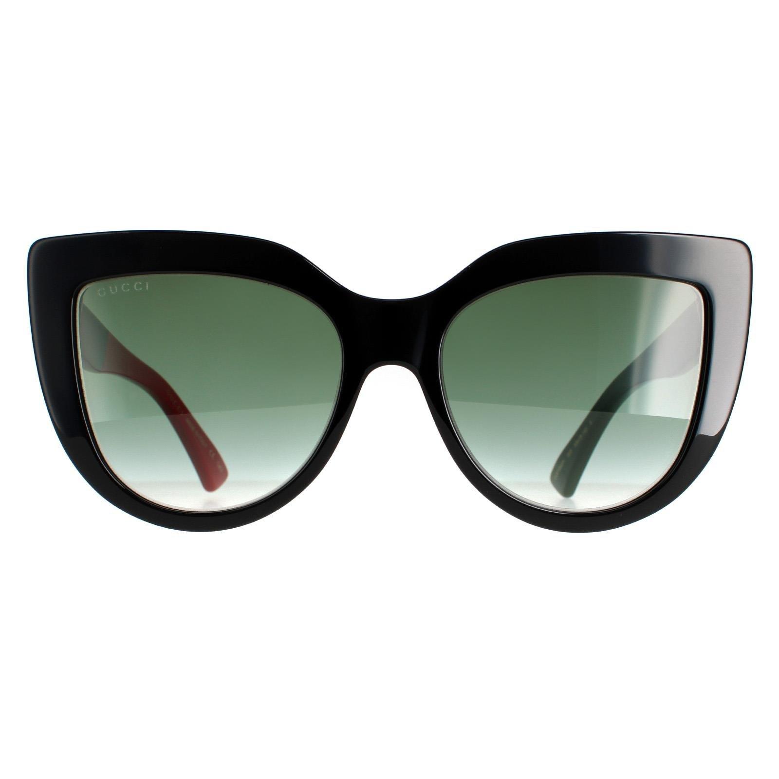 цена Черные солнцезащитные очки «кошачий глаз» с красным и зеленым зеленым градиентом GG0164SN Gucci, черный