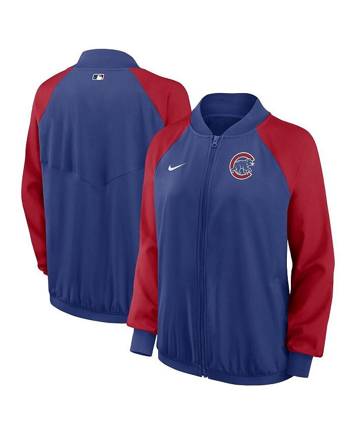 

Женская куртка Royal Chicago Cubs Authentic Collection Team Raglan Performance с молнией во всю длину Nike, синий