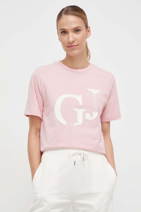 

Футболка из хлопка Guess, розовый