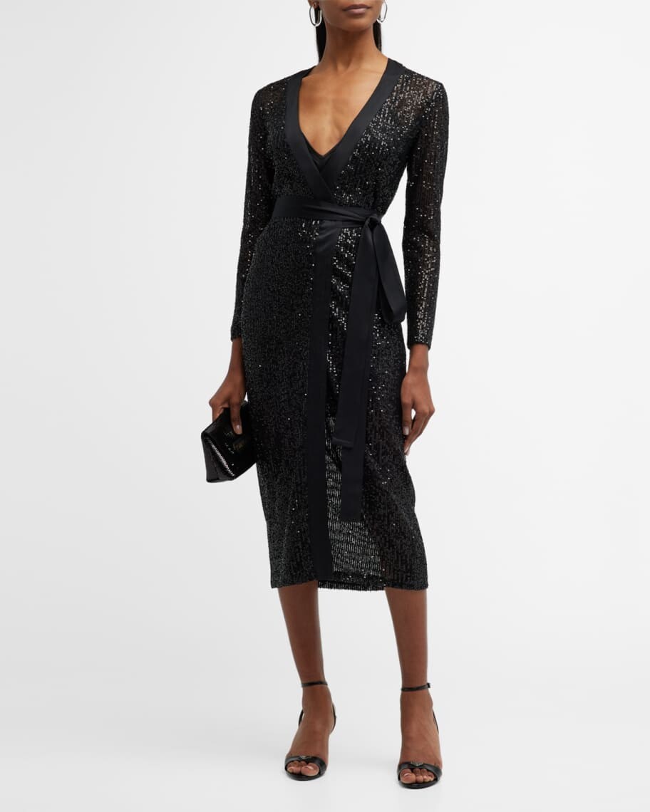 

Платье миди с запахом в смокинге с пайетками LACE The Label