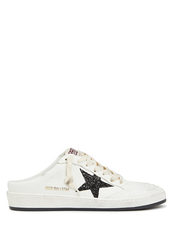 

Белые женские кожаные тапочки ball star sabot Golden Goose