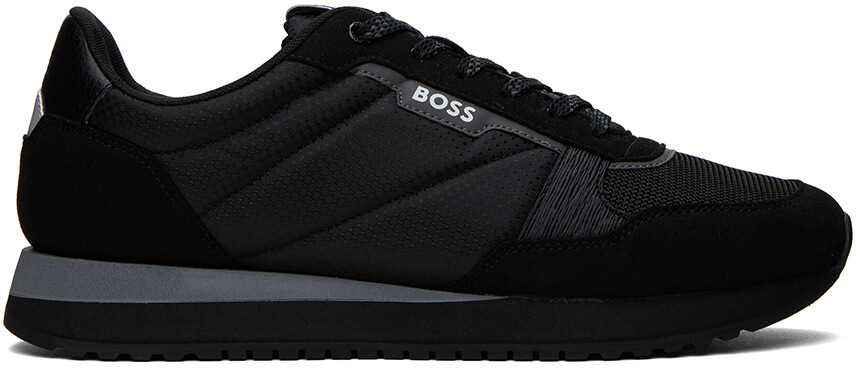 

Черные кроссовки с тиснением Boss