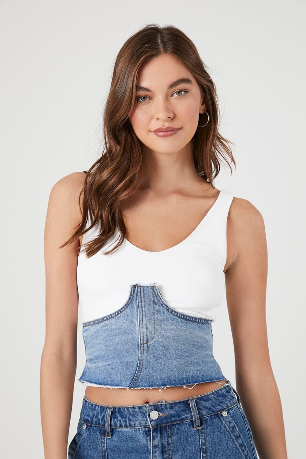 

Джинсовое бюстье под грудью на шнуровке Forever 21, деним