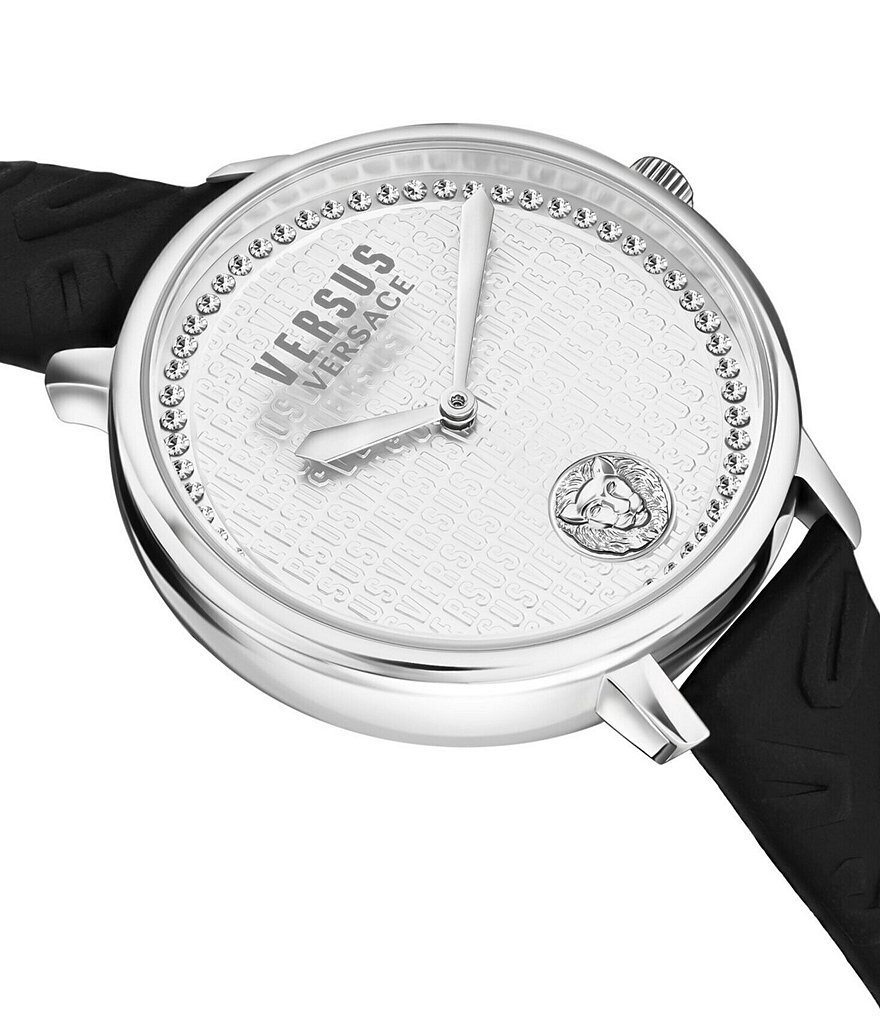 Женские аналоговые черные кожаные часы Versus By Versace La Villette Crystal, черный