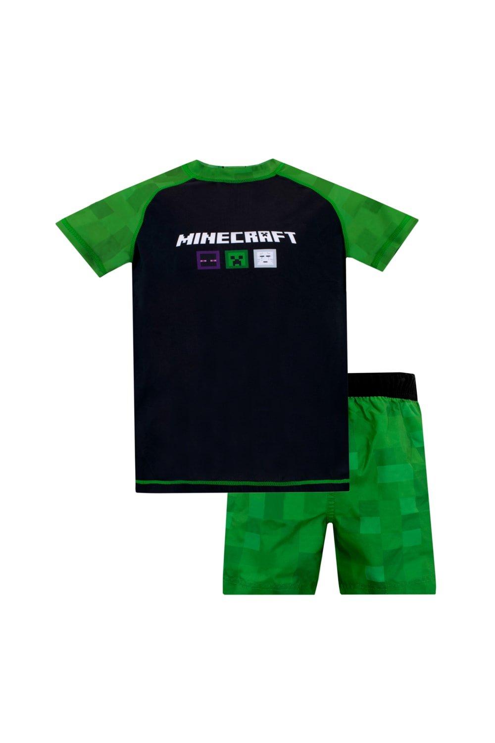 Комплект из 2 шорт для плавания и топа для плавания Minecraft, зеленый