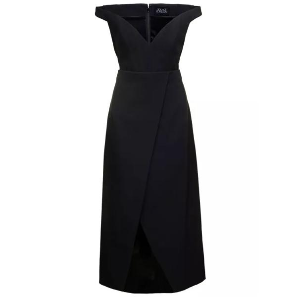 

Платье midi dress with flared skirt and asymmetric Solace London, черный