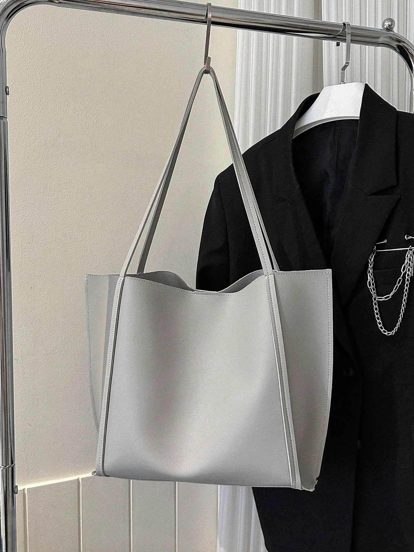 Легкая деловая повседневная минималистичная сумка через плечо для девочек-подростков, светло-серый