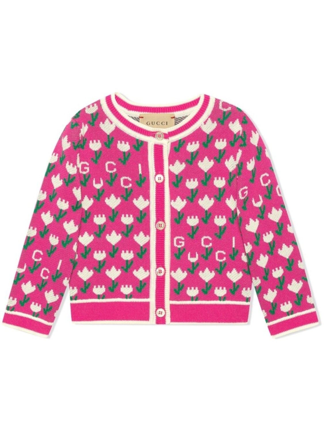 

Жаккардовый кардиган на пуговицах Gucci Kids, розовый