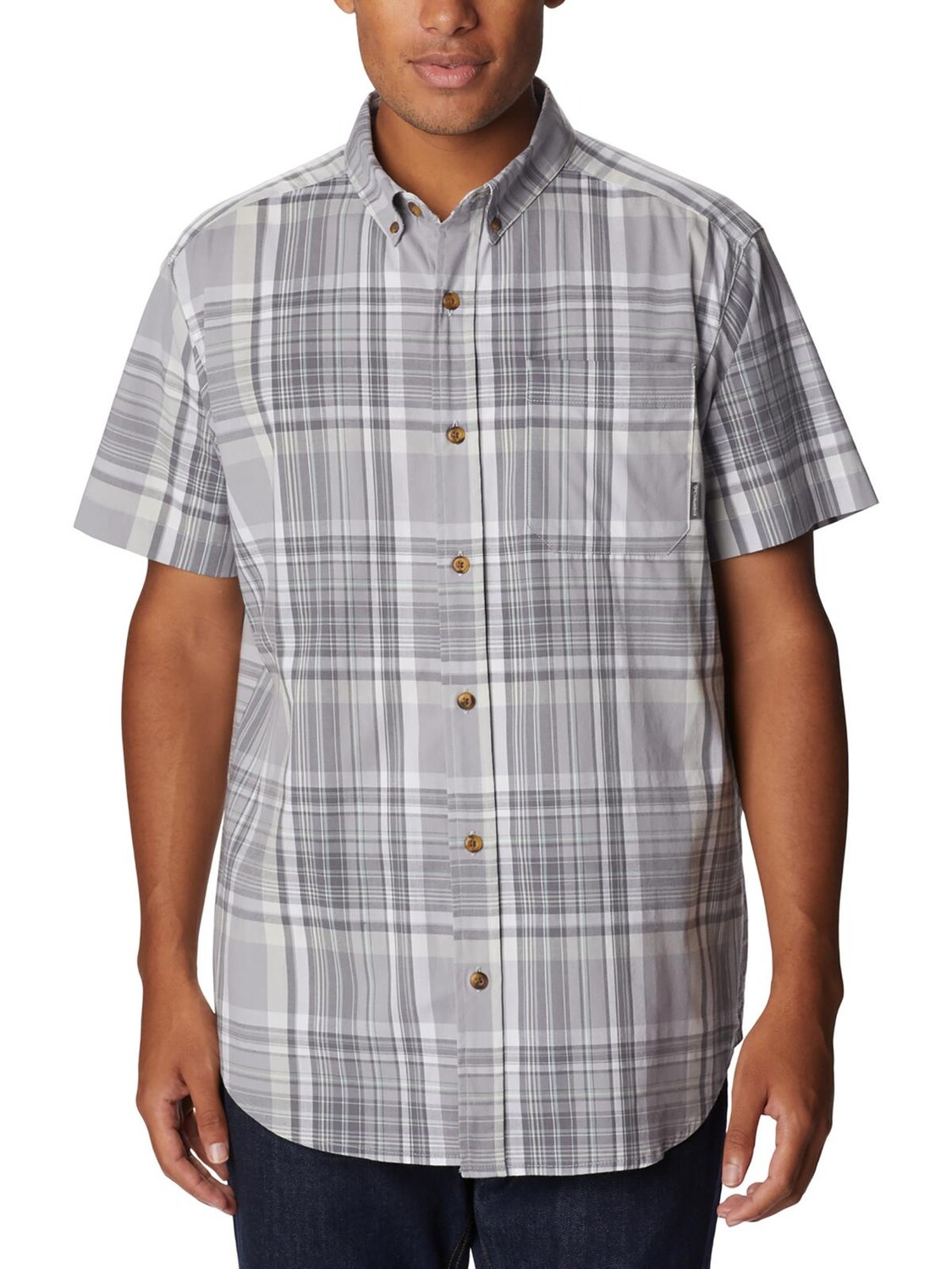 

Мужская хлопковая рубашка в клетку на пуговицах Columbia Sportswear, цвет Grey Plaid