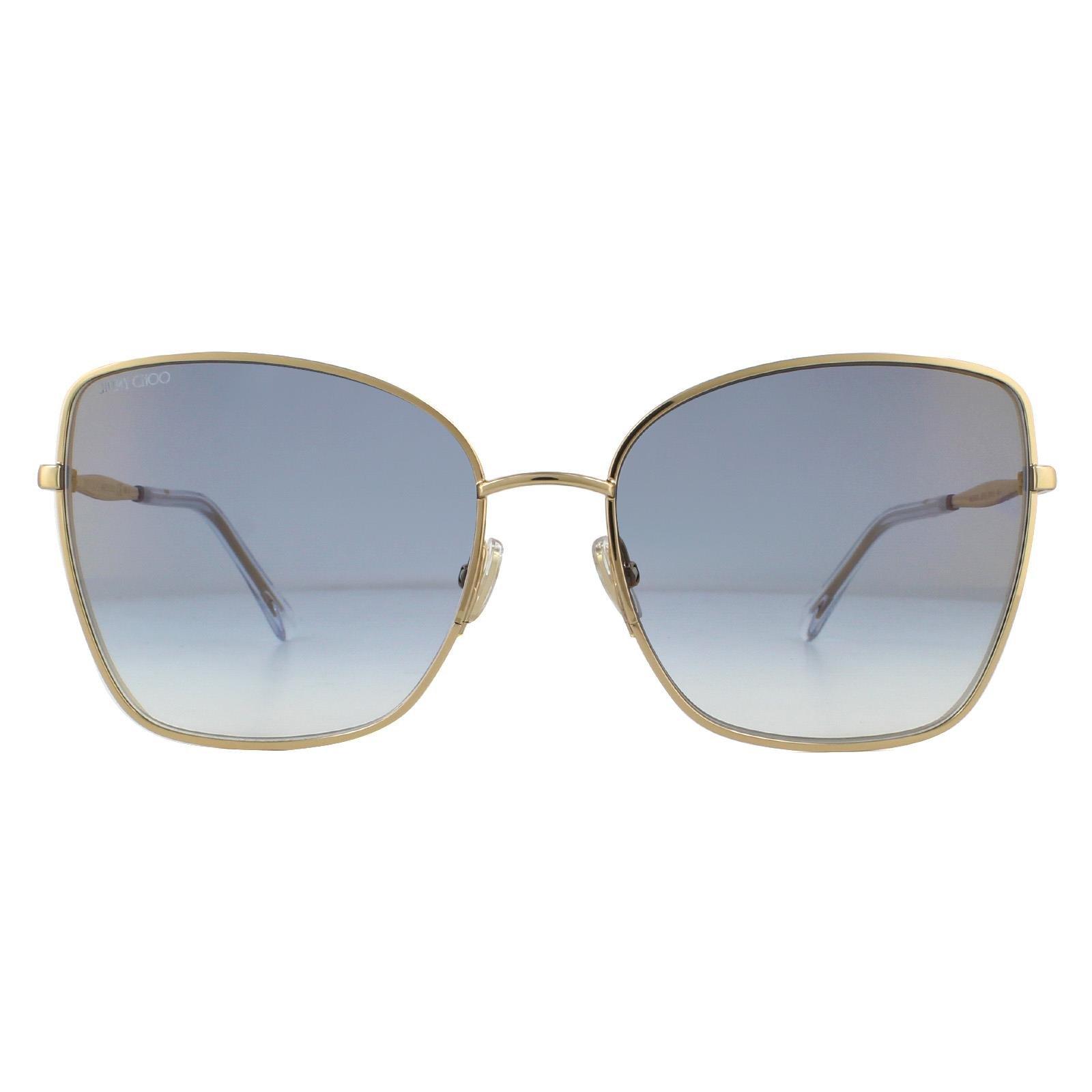 цена Квадратные солнцезащитные очки с градиентом розового золота и синего цвета Jimmy Choo, золото