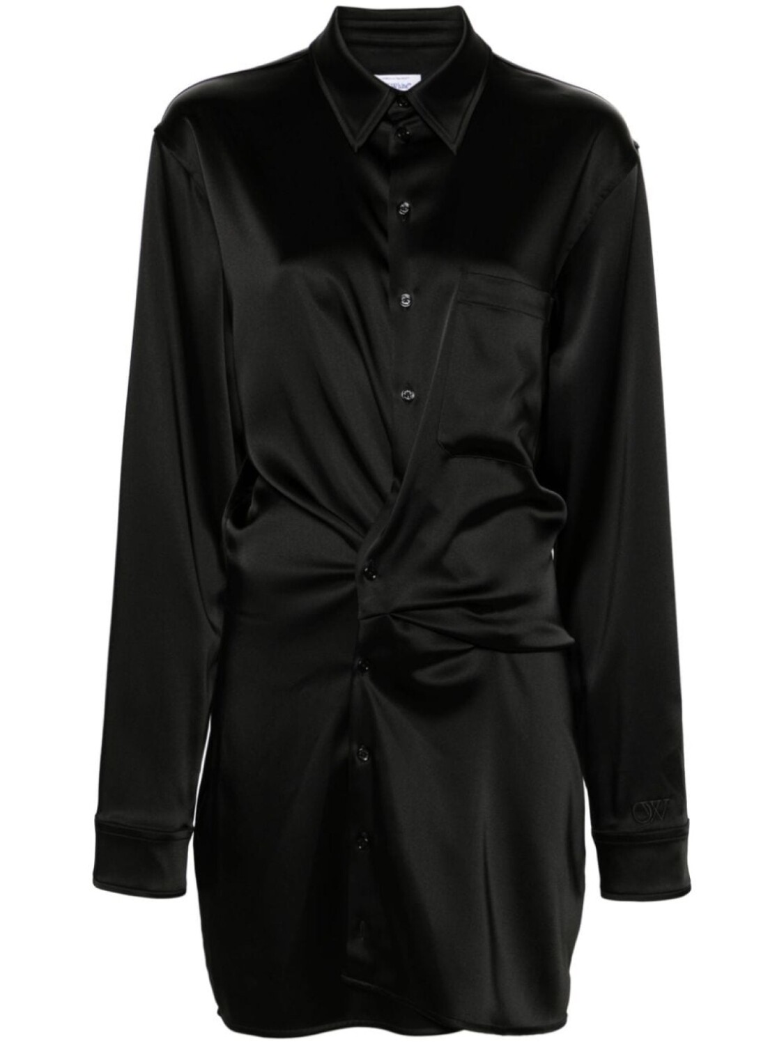 

Off-White атласное платье-рубашка Twisted, черный